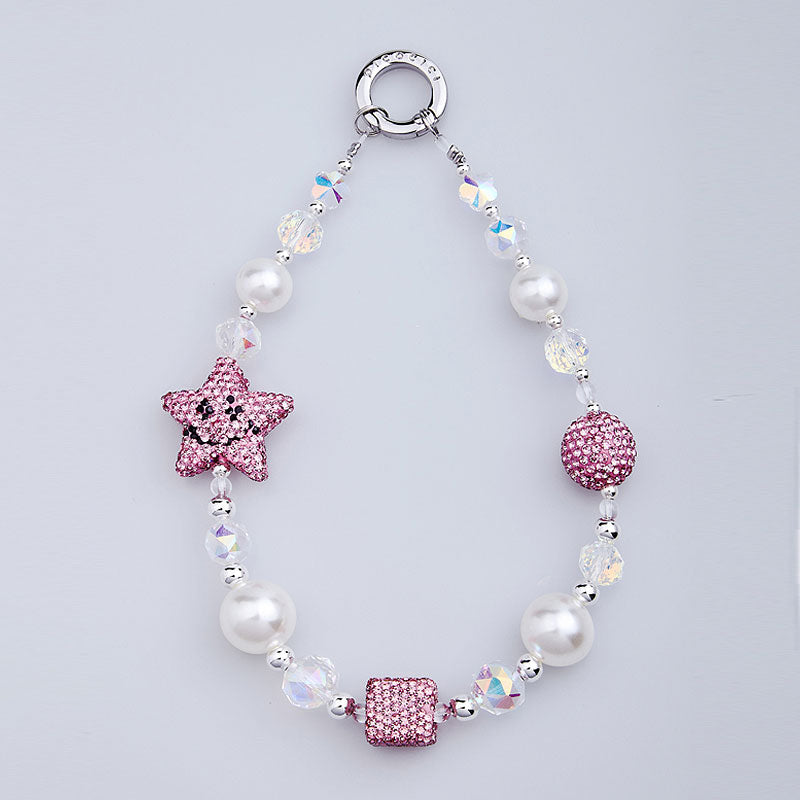 PICOCICI Rhinestone Star Decor Anti-fall Phone Chain Beaded Wrist Strap