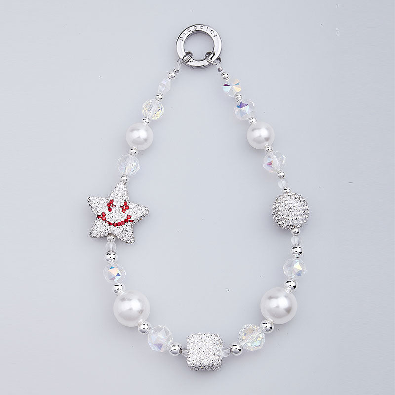 PICOCICI Rhinestone Star Decor Anti-fall Phone Chain Beaded Wrist Strap