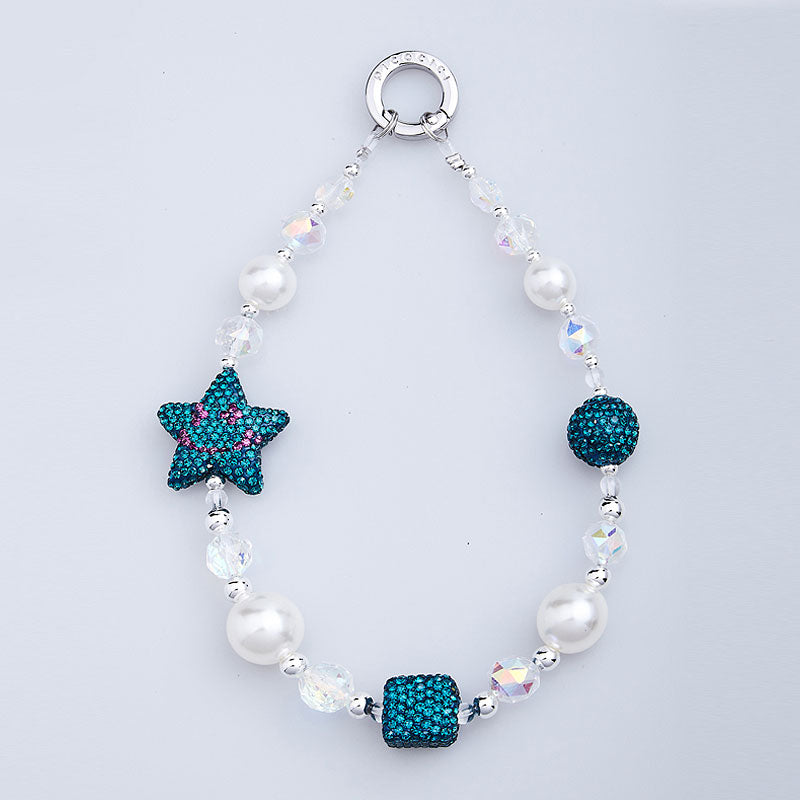 PICOCICI Rhinestone Star Decor Anti-fall Phone Chain Beaded Wrist Strap