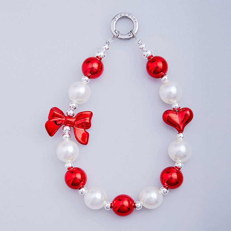 PICOCICI Bowknot Heart Design Anti-lost Lanyard Mobile Phone Chain Beaded Wrist Strap