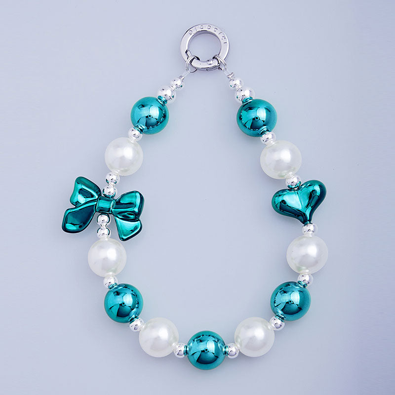 PICOCICI Bowknot Heart Design Anti-lost Lanyard Mobile Phone Chain Beaded Wrist Strap