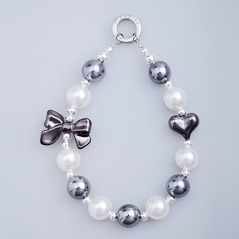 PICOCICI Bowknot Heart Design Anti-lost Lanyard Mobile Phone Chain Beaded Wrist Strap