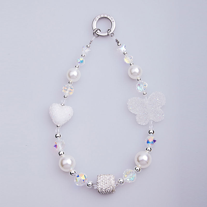 PICOCICI Phone Carrying Strap Rhinestones Pearls Beads Phone Wrist Band Lanyard