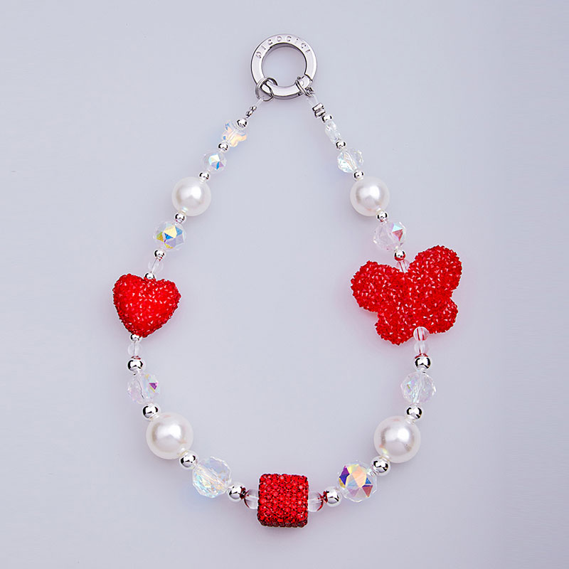 PICOCICI Phone Carrying Strap Rhinestones Pearls Beads Phone Wrist Band Lanyard