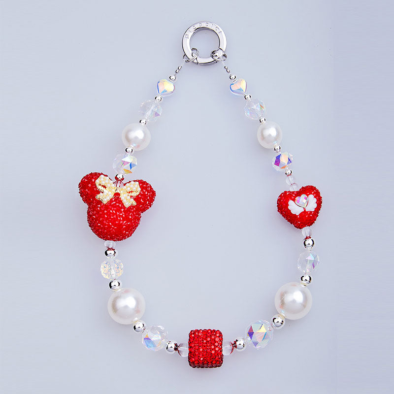 PICOCICI Cartoon Mouse Head Heart Decor Phone Anti-drop Lanyard Beaded Bracelet