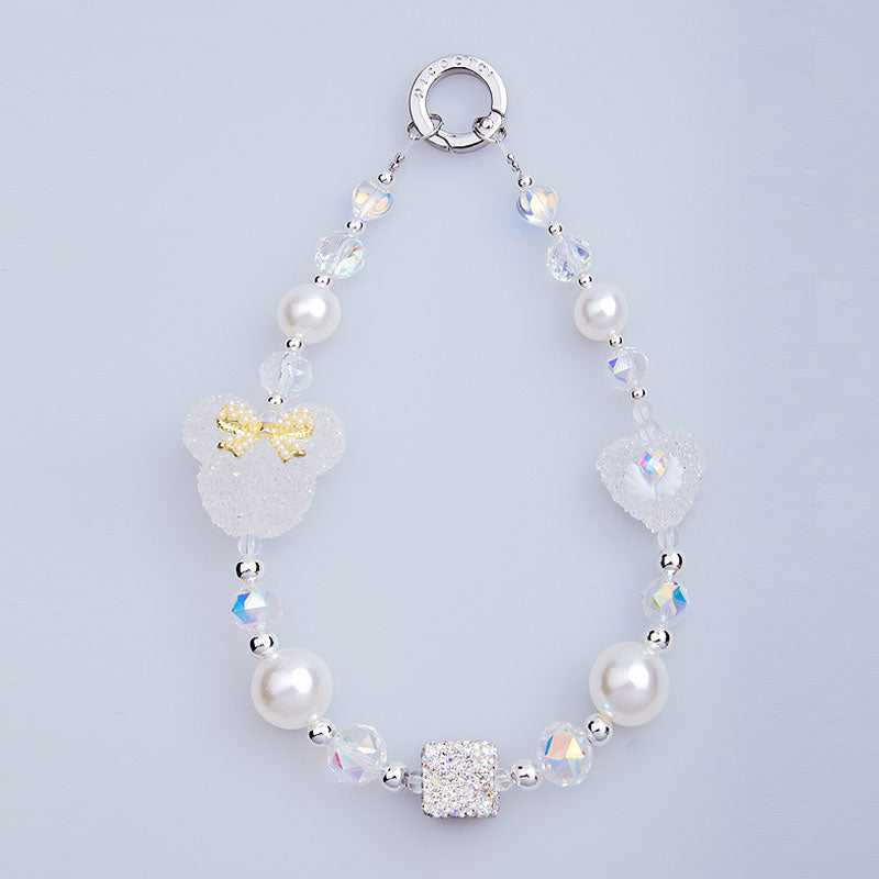 PICOCICI Cartoon Mouse Head Heart Decor Phone Anti-drop Lanyard Beaded Bracelet
