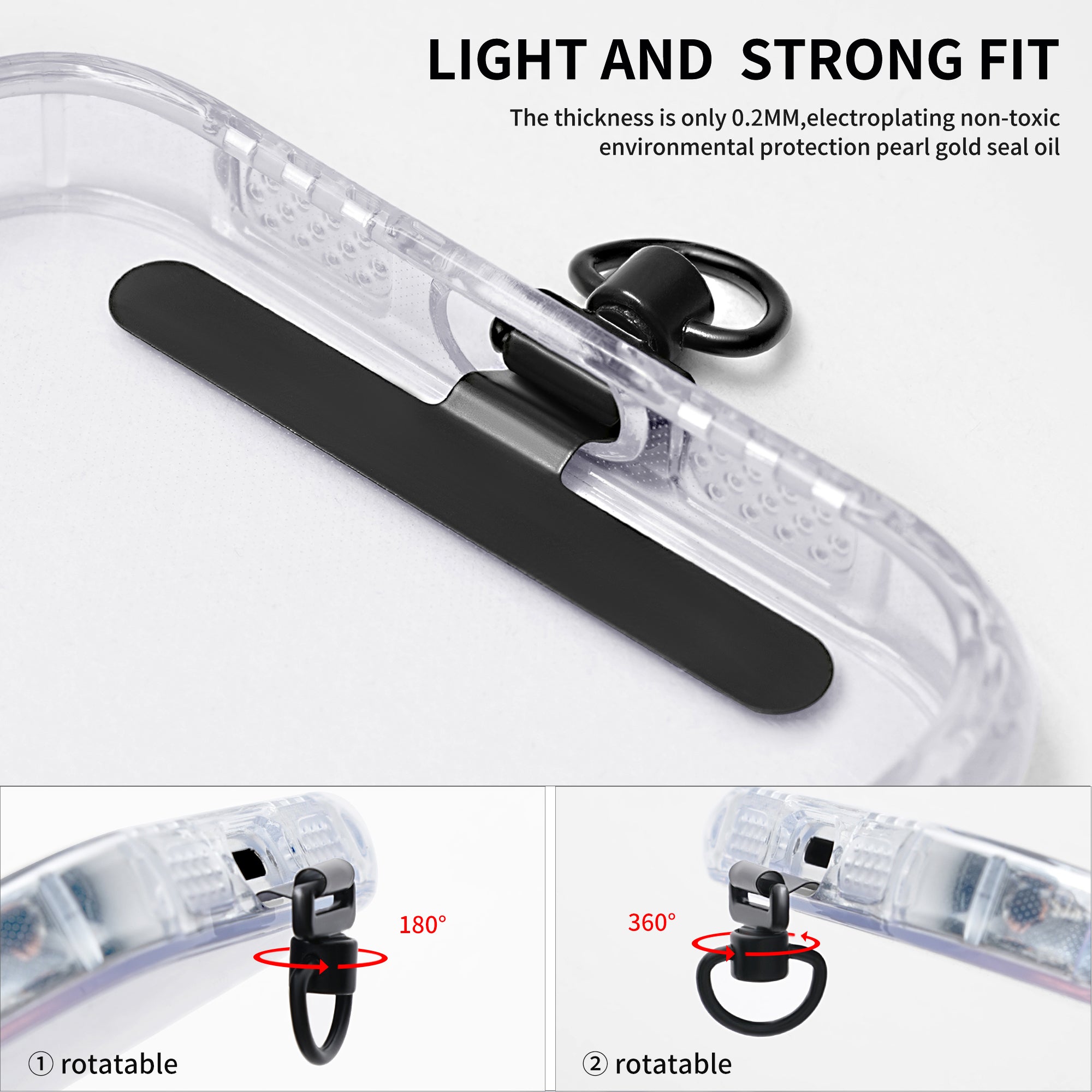 Phone Lanyard Tether Tab Metal Patch Pad with 360 Degree Rotary Buckle for Phone Shoulder Strap