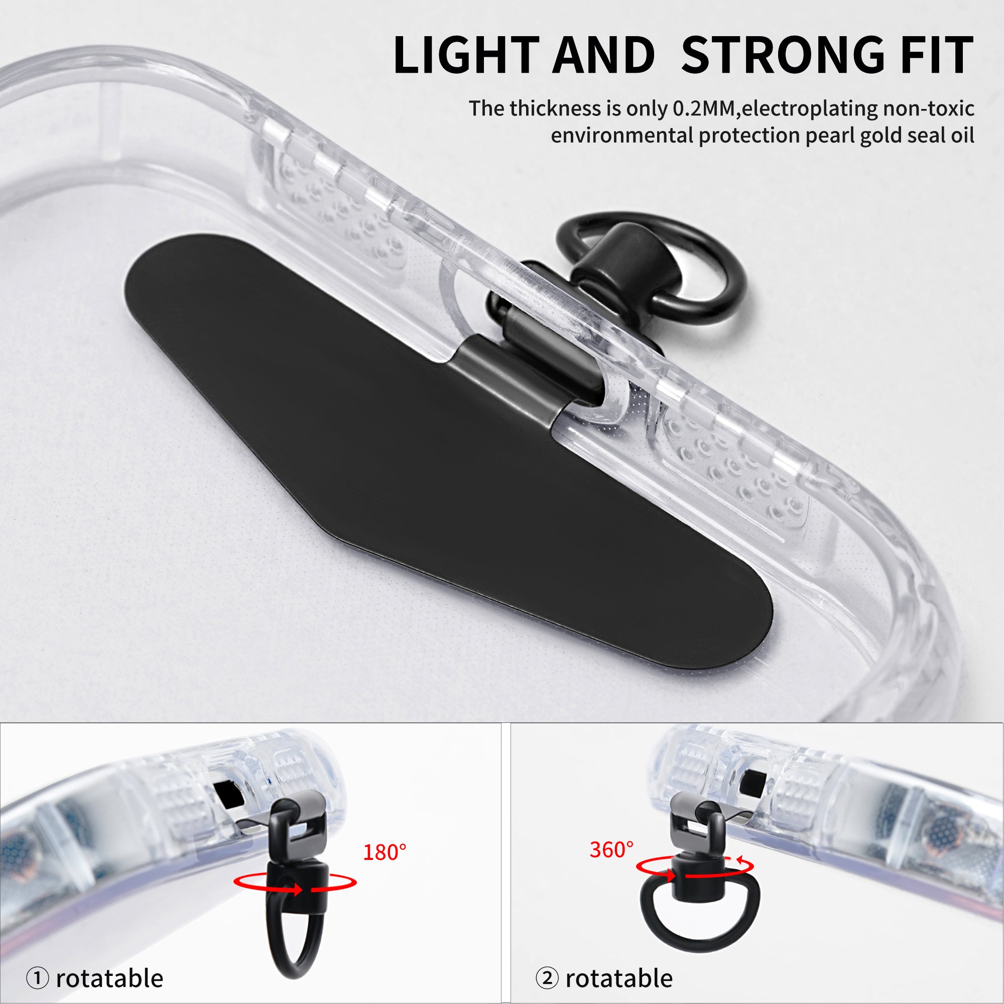 Metal Phone Tether Tab Universal Phone Lanyard Strap Patch with 360 Degree Rotary Buckle