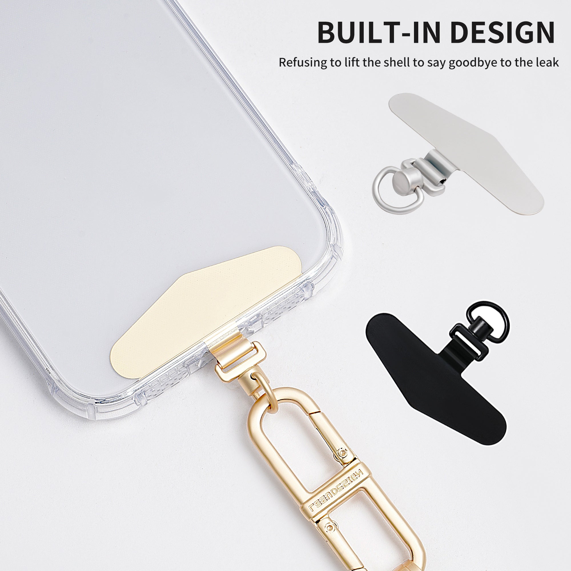 Metal Phone Tether Tab Universal Phone Lanyard Strap Patch with 360 Degree Rotary Buckle