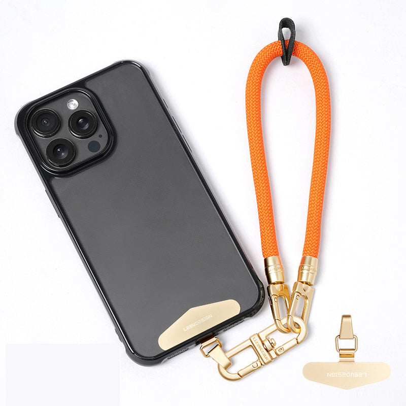 LEEU DESIGN 30cm Smartphone Strap Cell Phone Polyester Lanyard with Metal Tether Tab