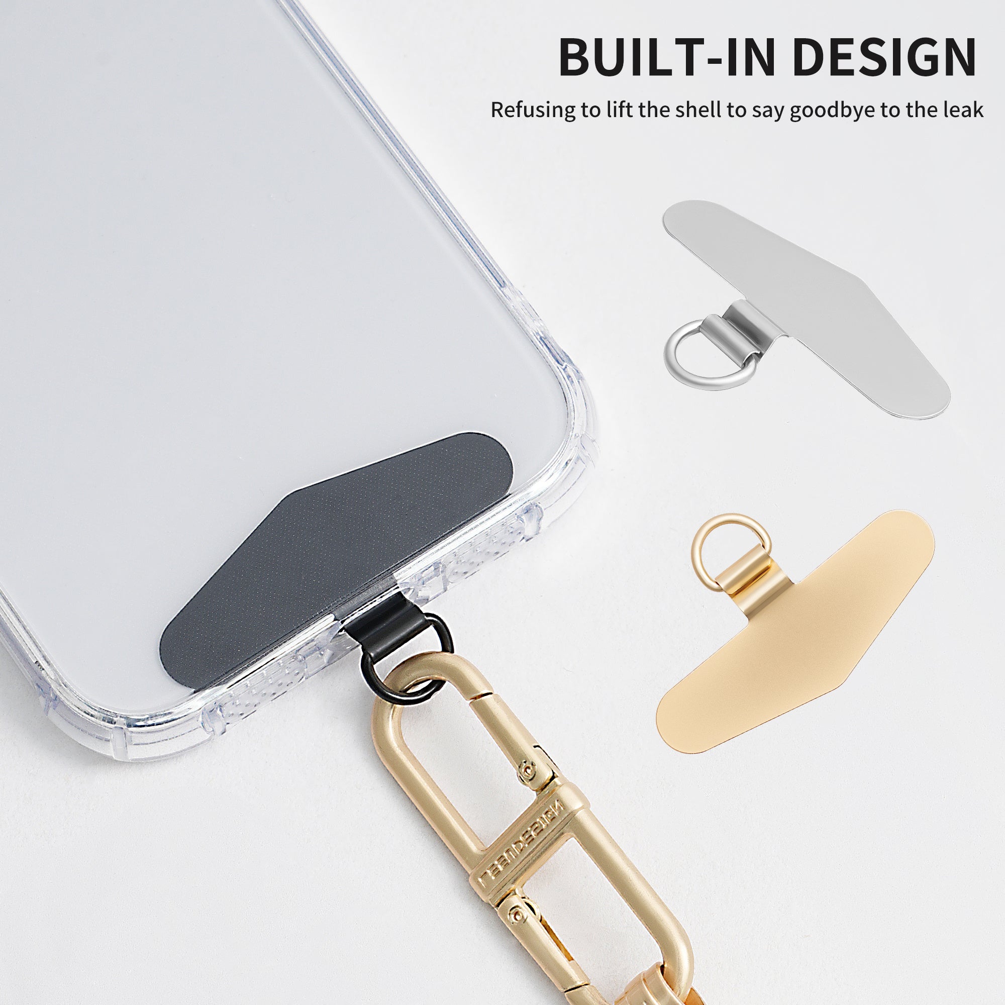 D-Ring Phone Tether Tab Universal Metal Patch Pad for Phone Lanyard Strap