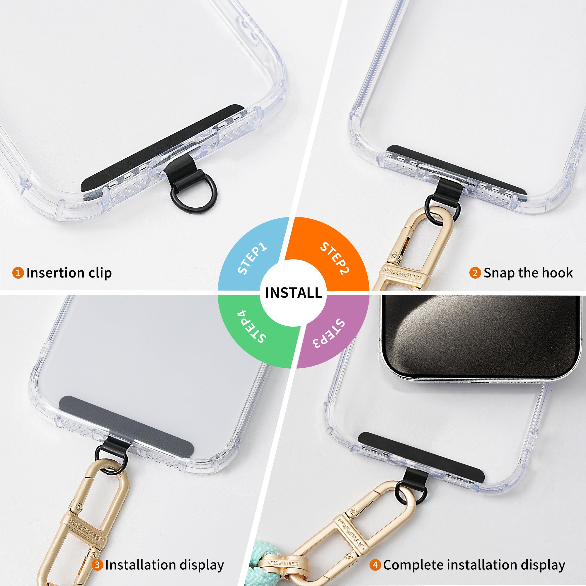 D-Buckle Phone Tether Tab Crossbody Phone Lanyard Pad Universal Metal Phone Strap Patch