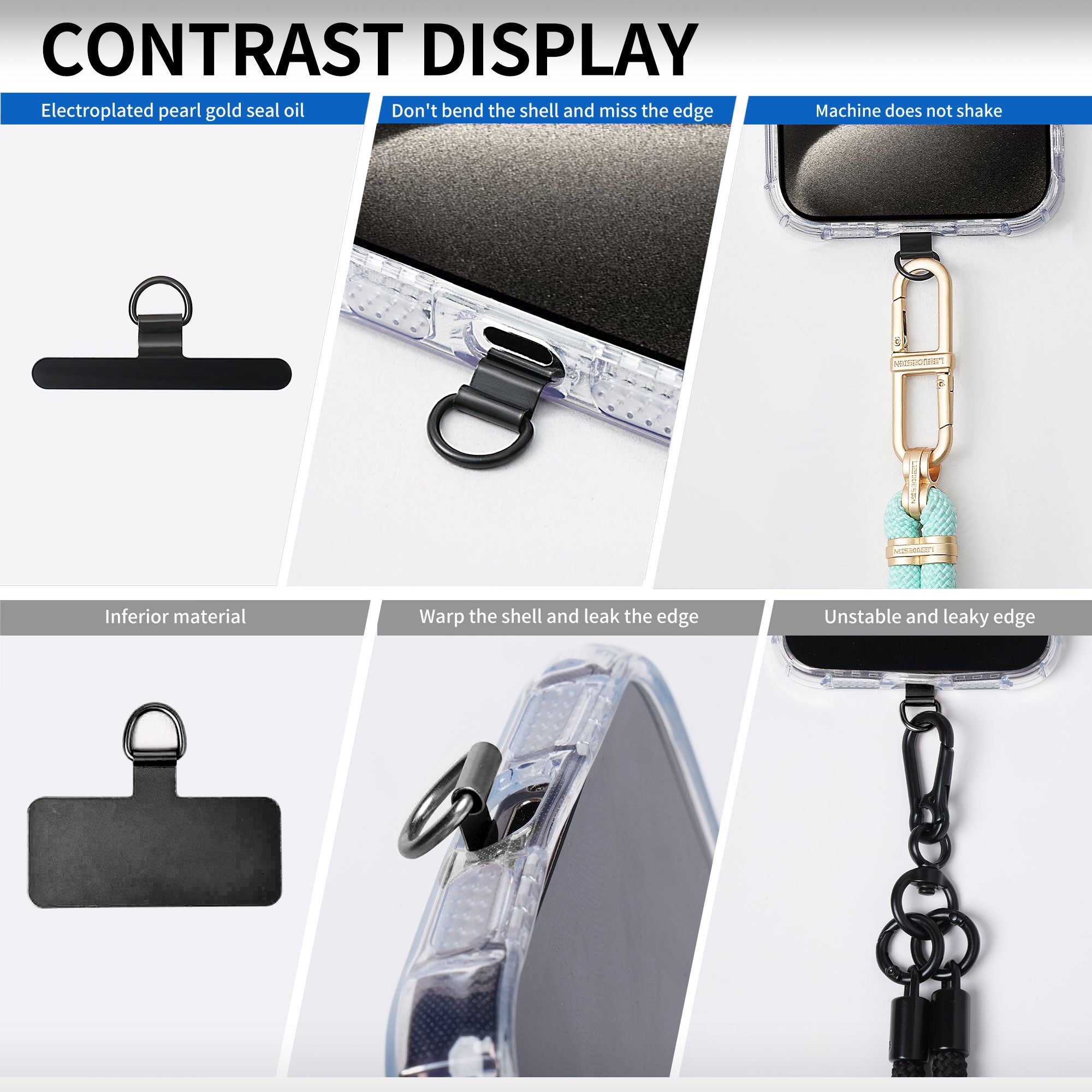 D-Buckle Phone Tether Tab Crossbody Phone Lanyard Pad Universal Metal Phone Strap Patch