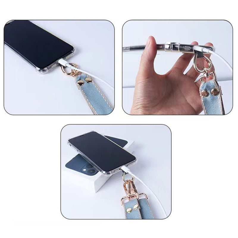 Polyester Phone Lanyard Anti-lost Cell Phone Wrist Strap with Connection Sheet and Small Rope
