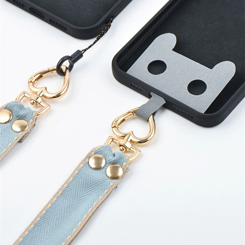 Polyester Anti-drop Cell Phone Neck Strap with Connection Sheet and Small Rope
