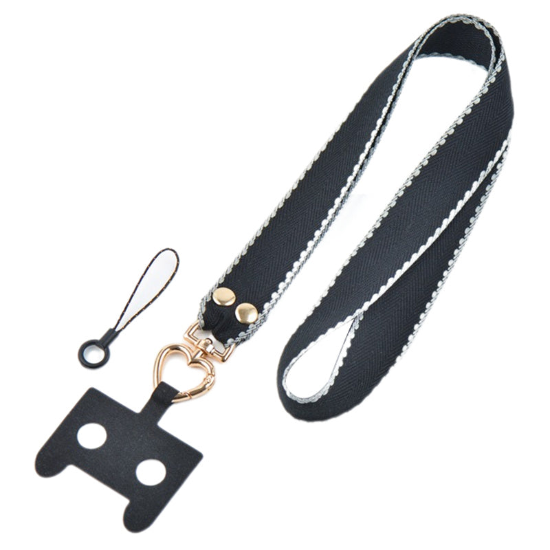 Polyester Anti-drop Cell Phone Neck Strap with Connection Sheet and Small Rope