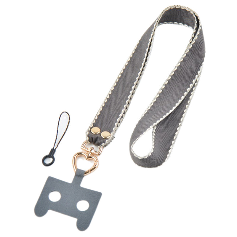 Polyester Anti-drop Cell Phone Neck Strap with Connection Sheet and Small Rope