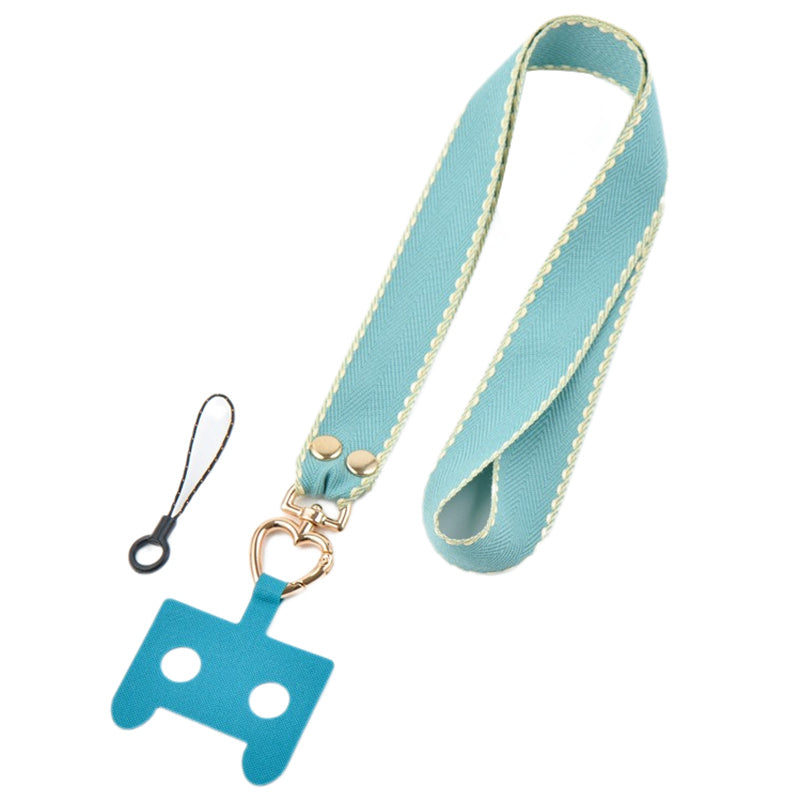 Polyester Anti-drop Cell Phone Neck Strap with Connection Sheet and Small Rope