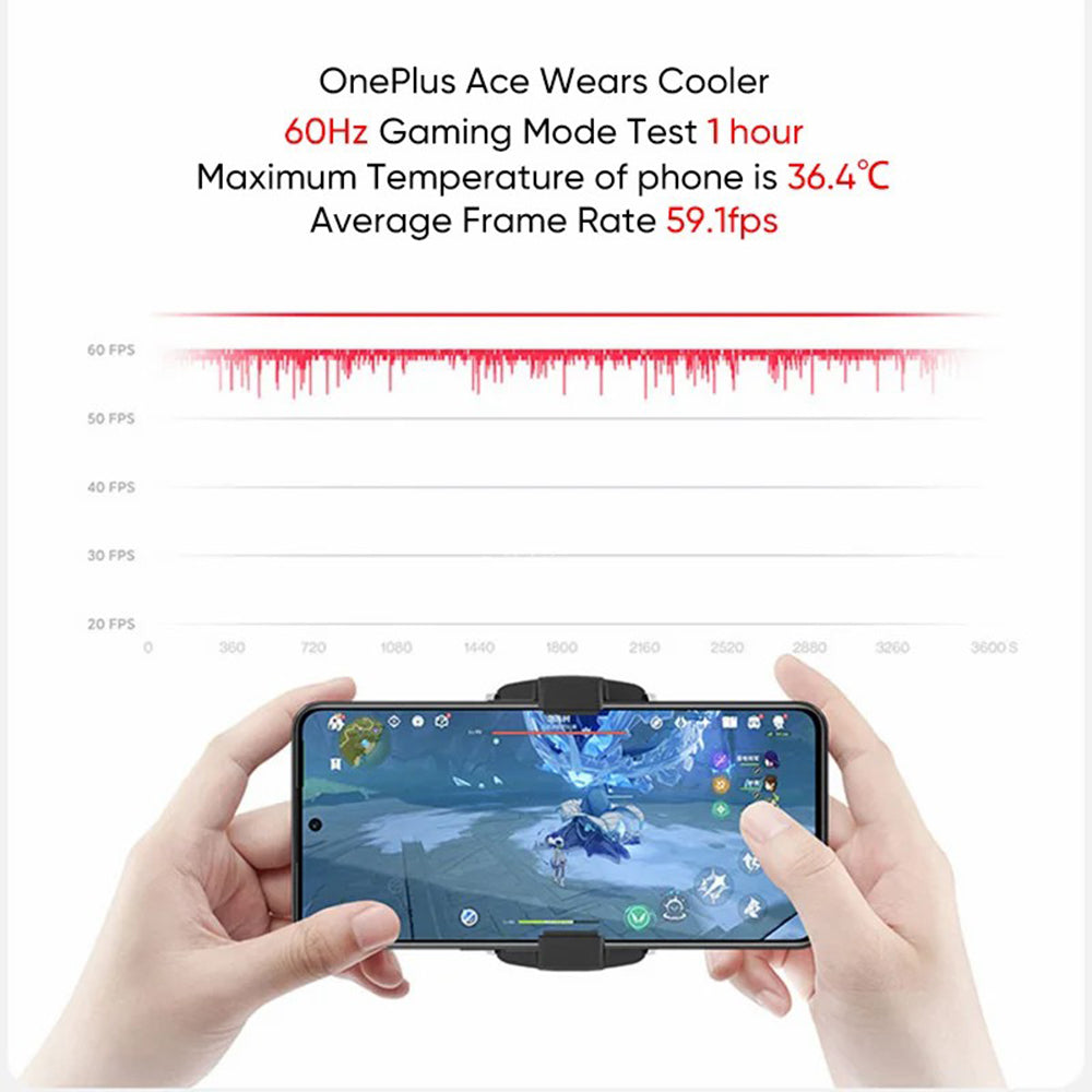 ONEPLUS PCV02 18W Phone Cooler for 70-82mm Width Phone PC+Aluminum Alloy+Silicone Cellphone Radiator