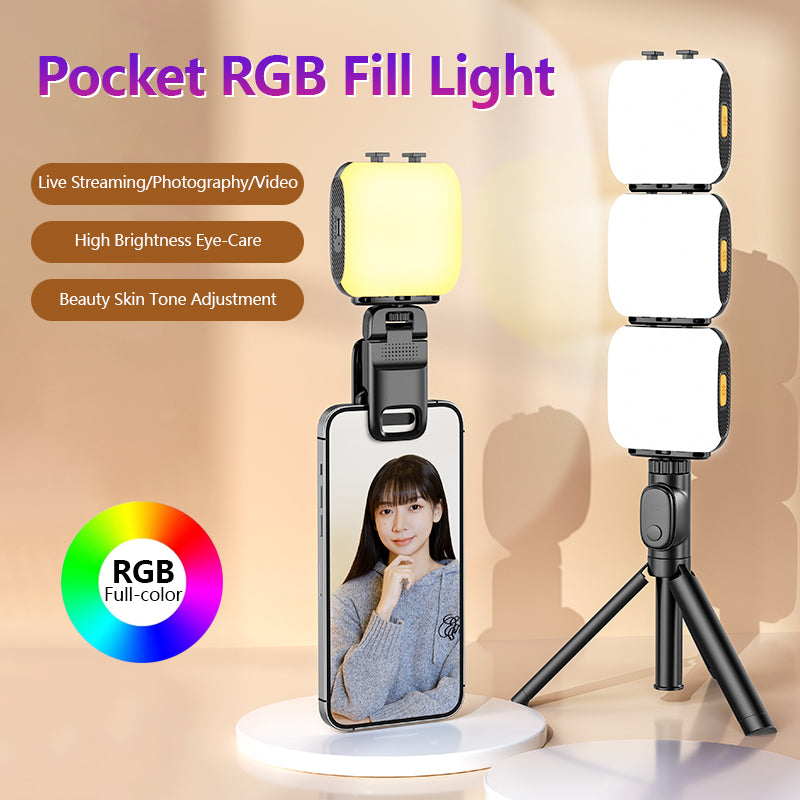 D4 Mini Size RGB LED Clip-On Fill Light Video Conference Lamp for Cell Phone Live Streaming