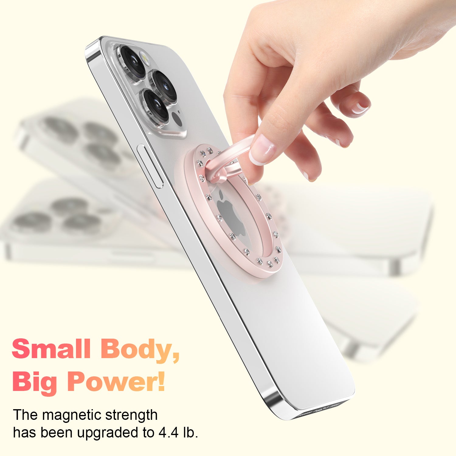 ZH-M03 Magnetic Ring Kickstand Rhinestone Decor Zinc Alloy Phone Finger Grip Holder