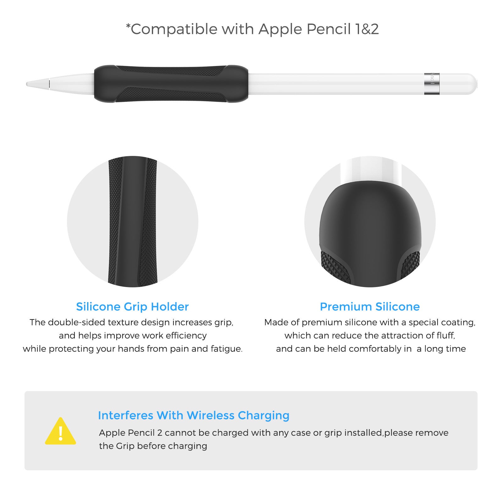 3Pcs Silicone Sleeve for Apple Pencil (1st Generation) / (2nd Generation) Stylus Pencil Cover Grip Holder