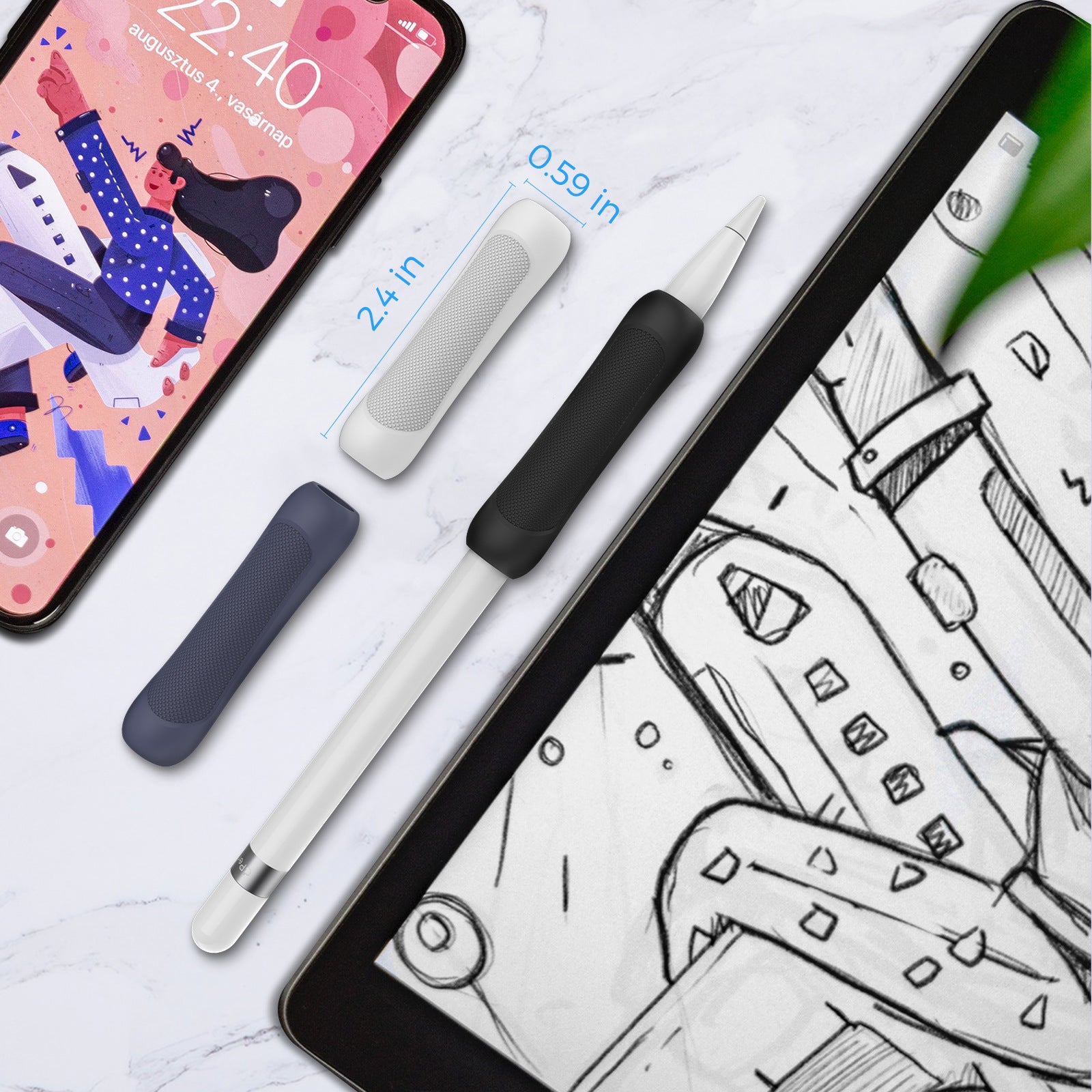 3Pcs Silicone Sleeve for Apple Pencil (1st Generation) / (2nd Generation) Stylus Pencil Cover Grip Holder