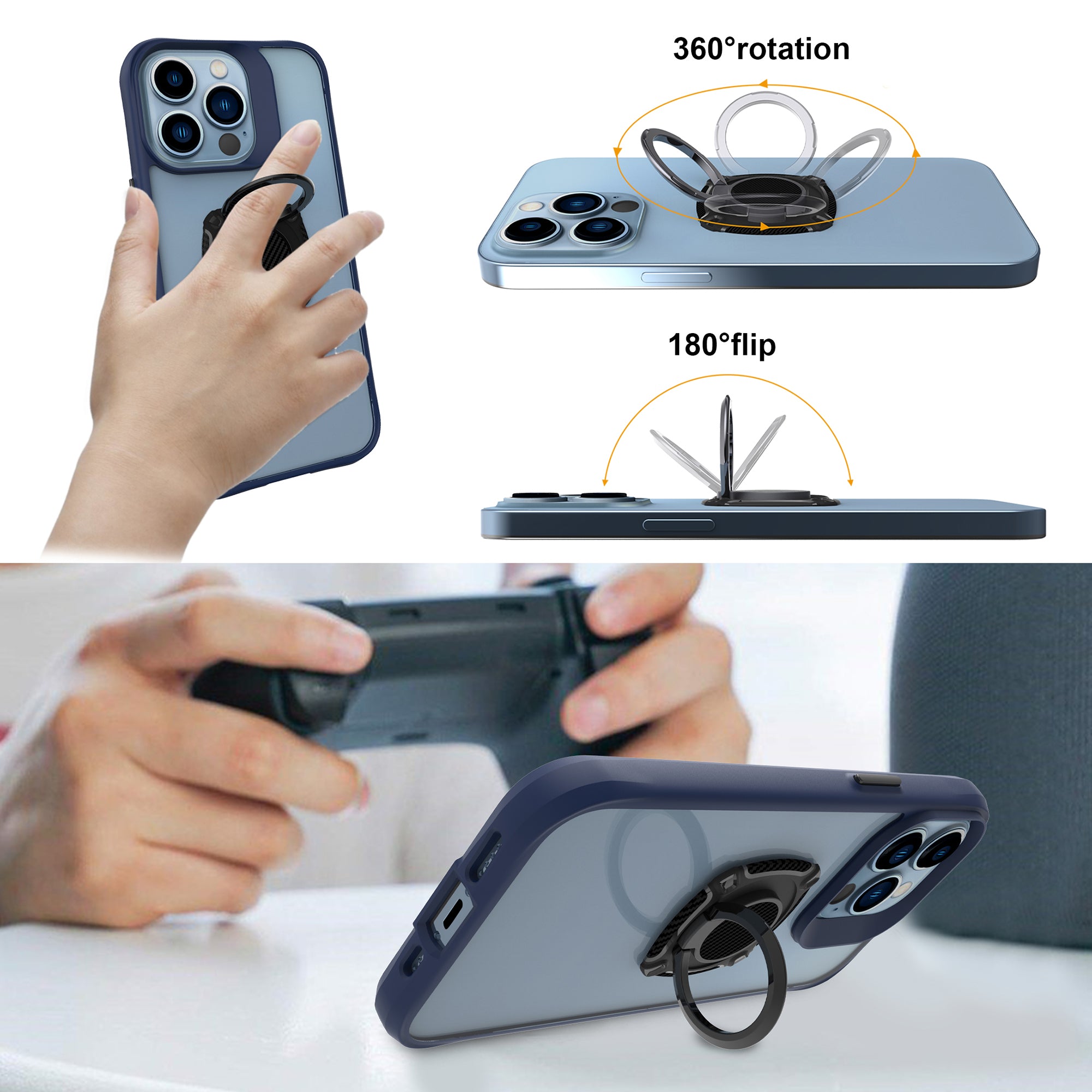 QUAD Element Kickstand PC+Metal Self Adhesive Cell Phone Ring Holder Stand Finger Grip