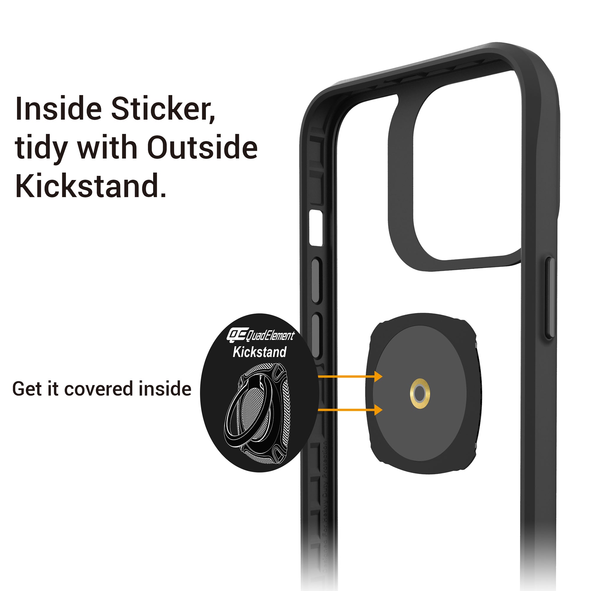 QUAD Element Kickstand PC+Metal Self Adhesive Cell Phone Ring Holder Stand Finger Grip
