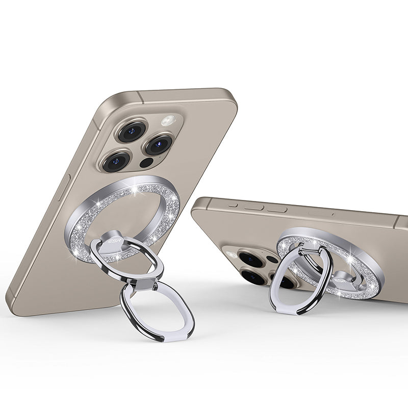 ESR For iPhone 15 / 14 / 13 / 12 Series Magnetic Ring Holder Kickstand Glitter Powder Design Metal Kickstand