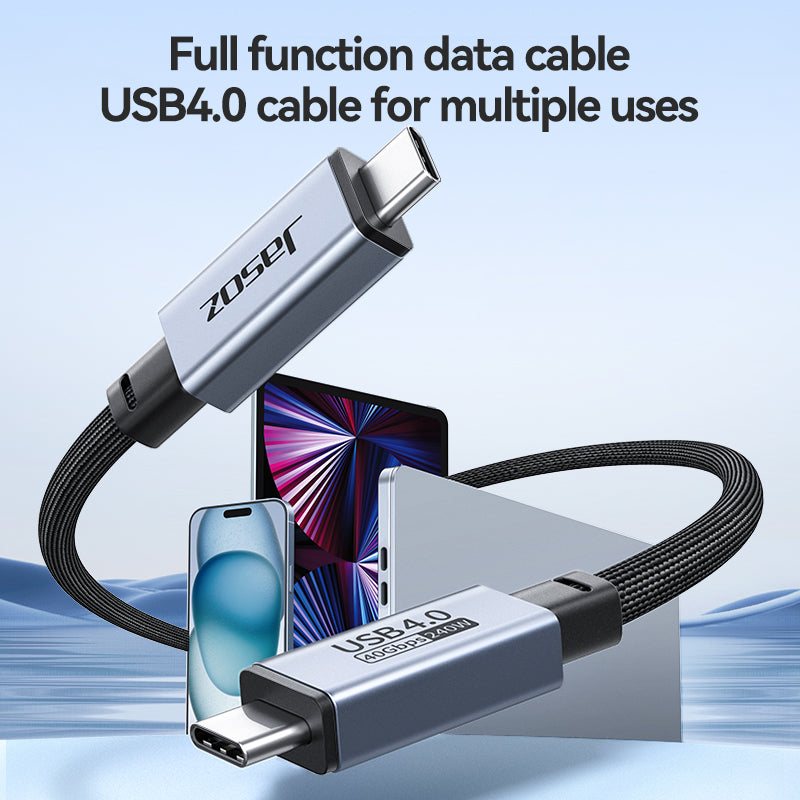 JASOZ D119 1m USB4 8K / 60Hz PD 240W Type-C Fast Charging Cable Compatible with Thunderbolt 3