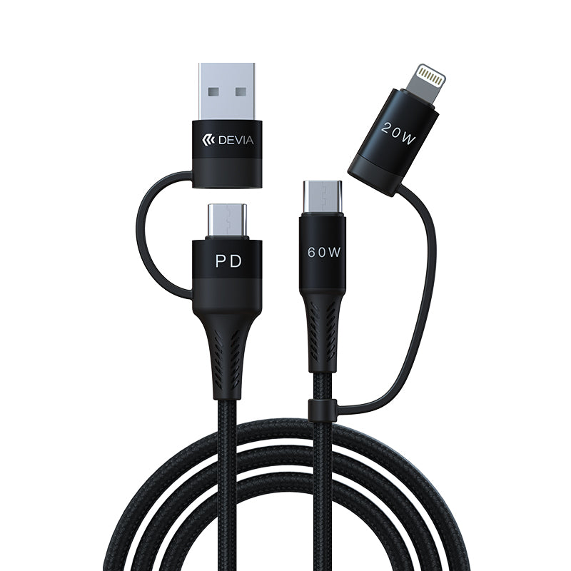 DEVIA EC504 Extreme Speed Series 1.5m Multi 4-in-1 Fast Charging Cable Nylon Braided Cord