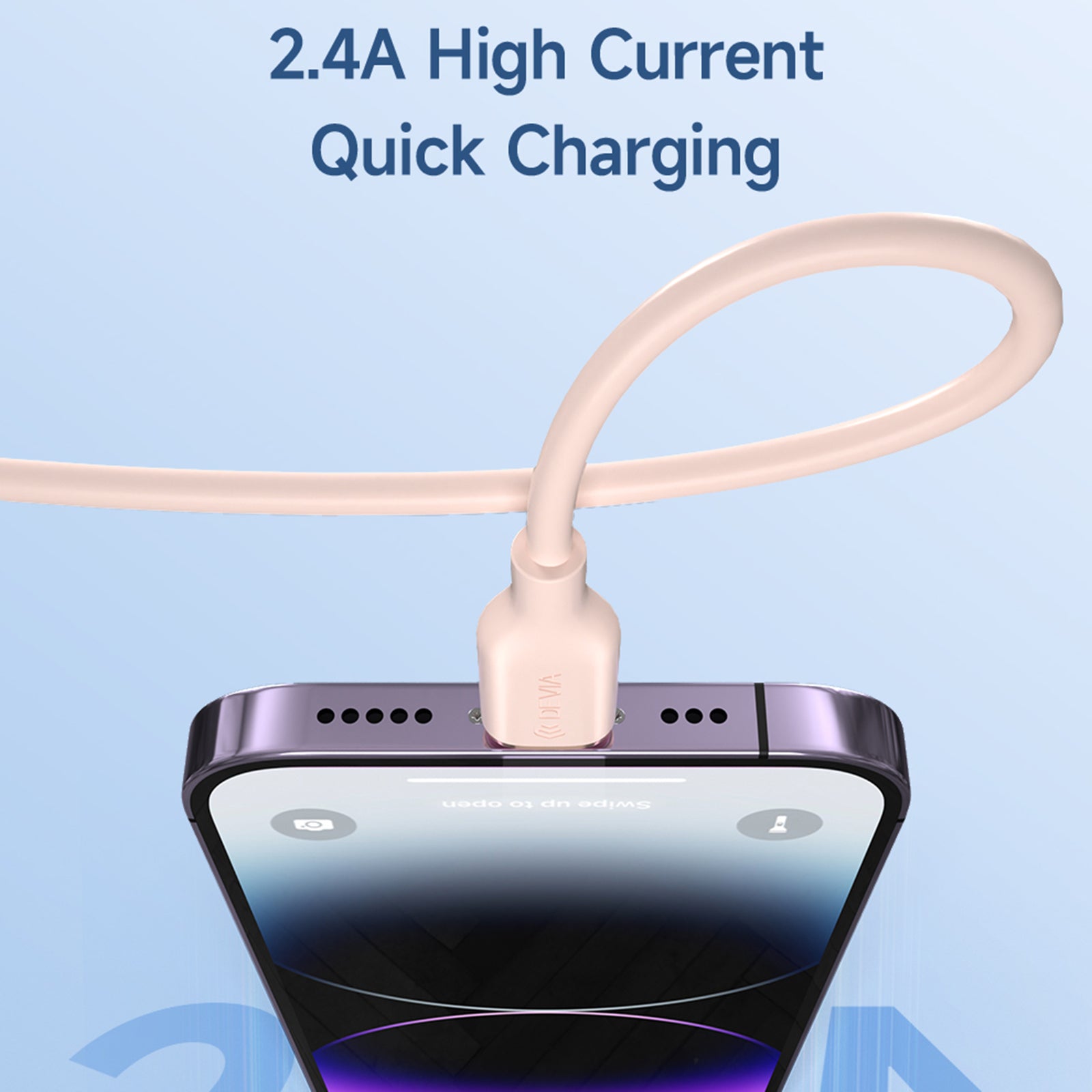 DEVIA Jelly Series EC630 1.2m USB-A to Lightning 2.4A Charging Cable Silicone Data Cord