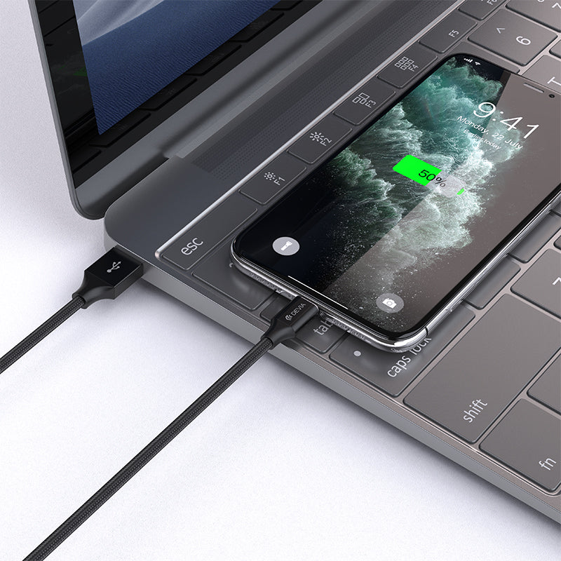 DEVIA Gracious Series EC412 2m USB-A to Lightning Phone Charging Cable Data Sync Braided Cord