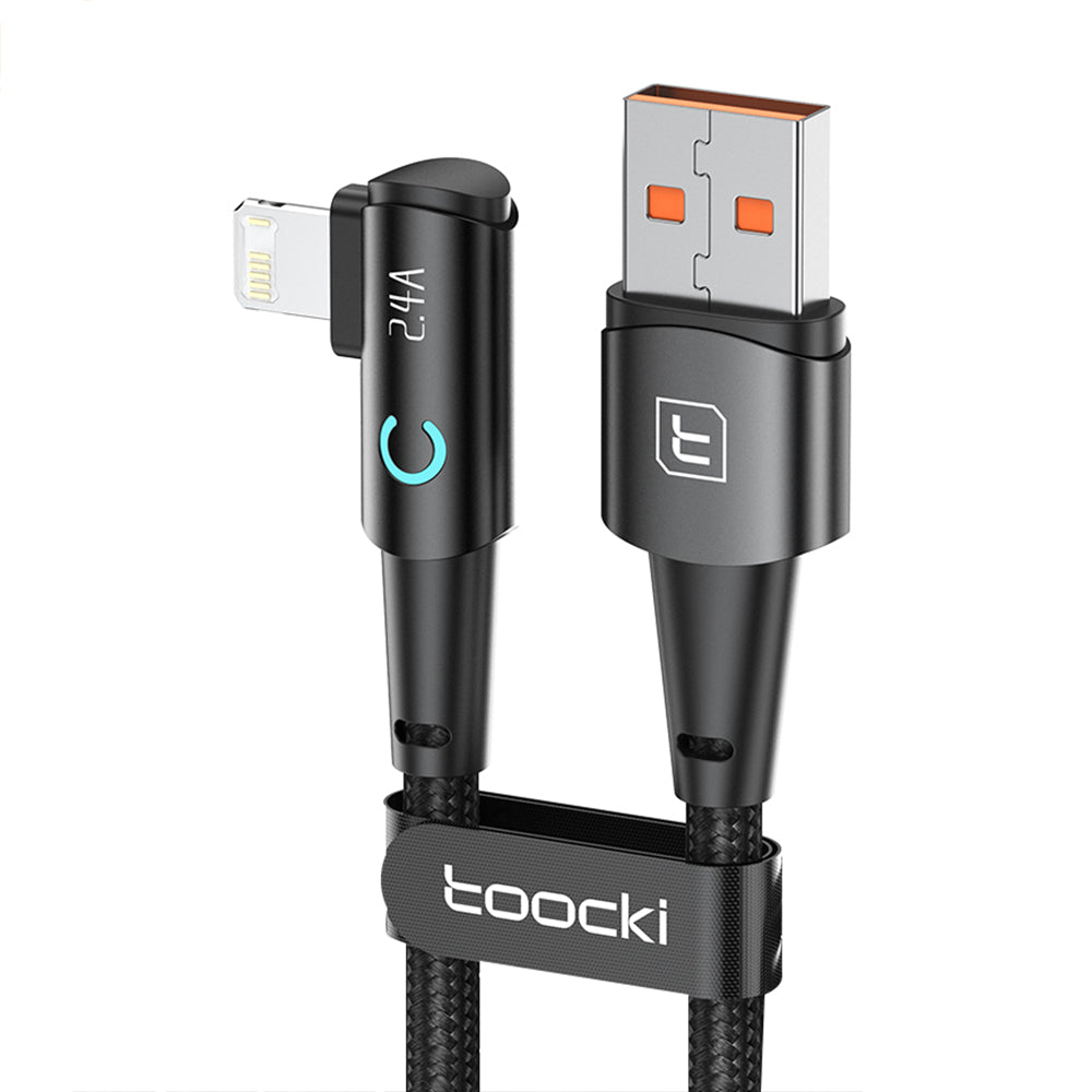TOOCKI TQ-X25A1 1m 2.4A Charging Cable USB-A to Lightning Right Angle Data Cable