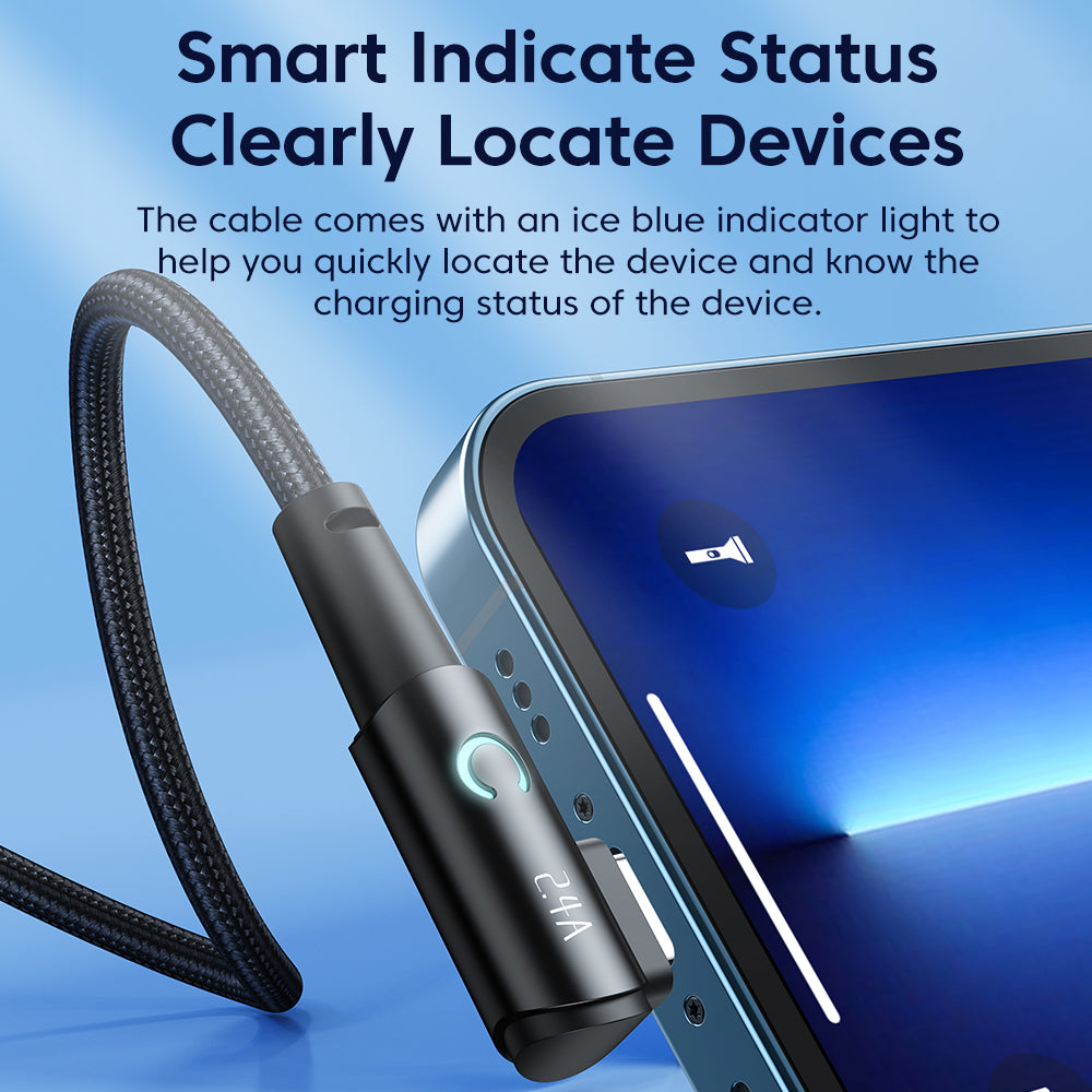 TOOCKI TQ-X25A1 1m 2.4A Charging Cable USB-A to Lightning Right Angle Data Cable