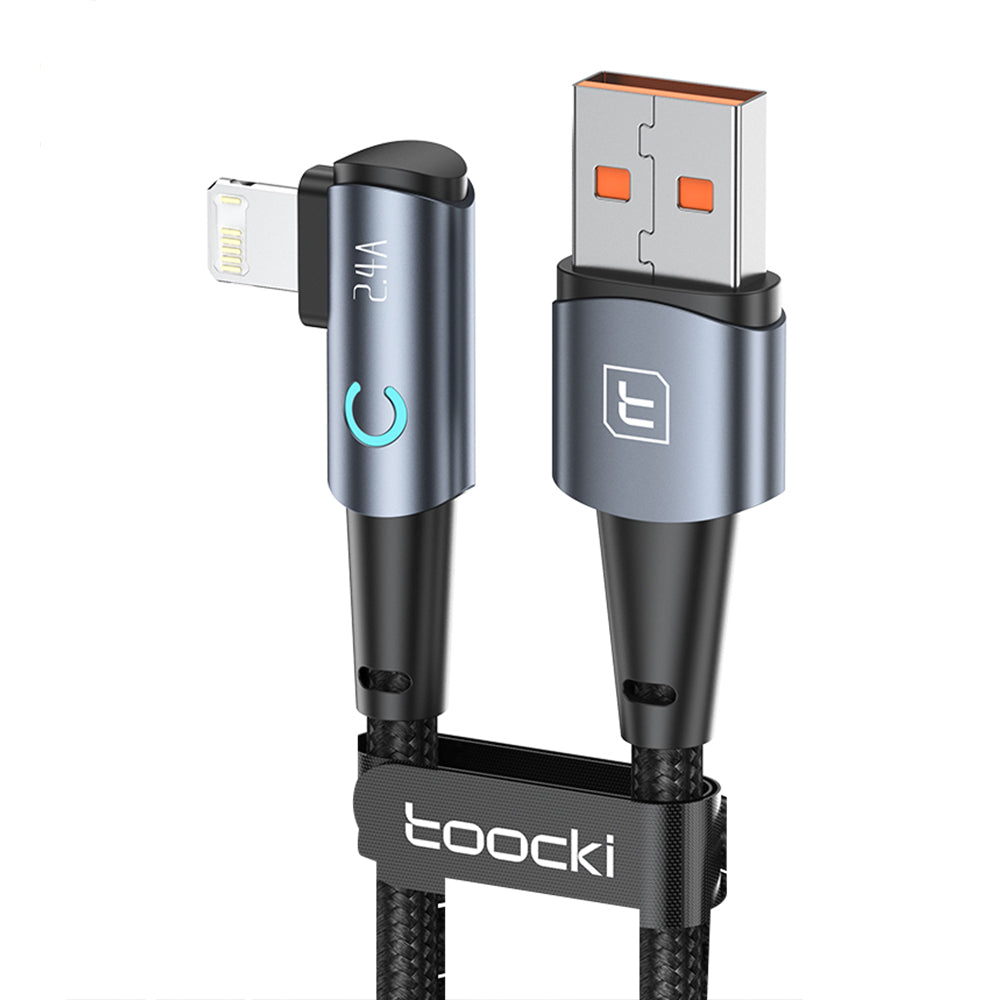 TOOCKI TQ-X25A1 1m 2.4A Charging Cable USB-A to Lightning Right Angle Data Cable