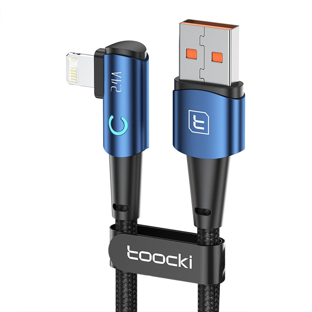 TOOCKI TQ-X25A1 1m 2.4A Charging Cable USB-A to Lightning Right Angle Data Cable