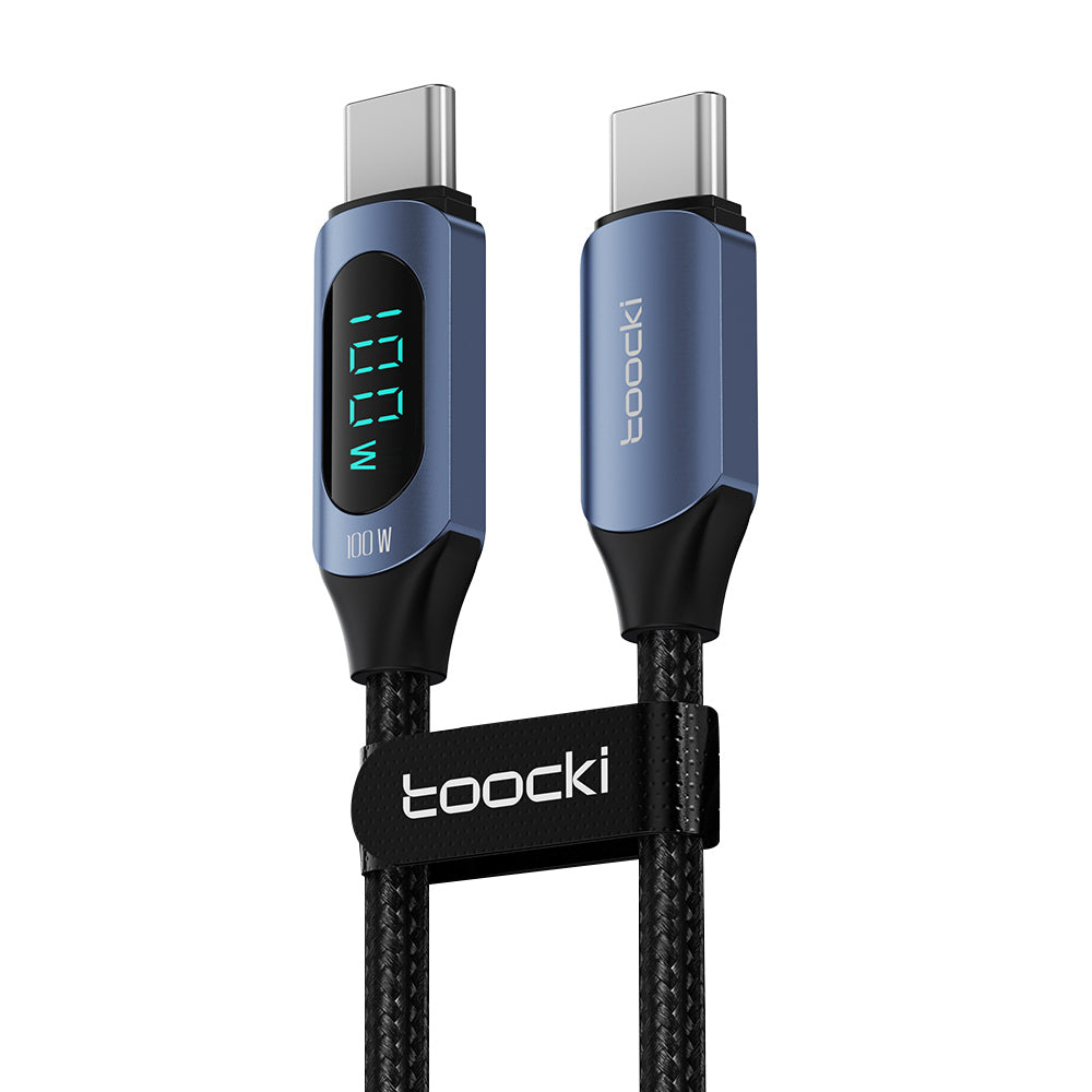 TOOCKI TQ-X03 USB-C to USB-C PD 100W Digital Display Charging Data Cable, 1m