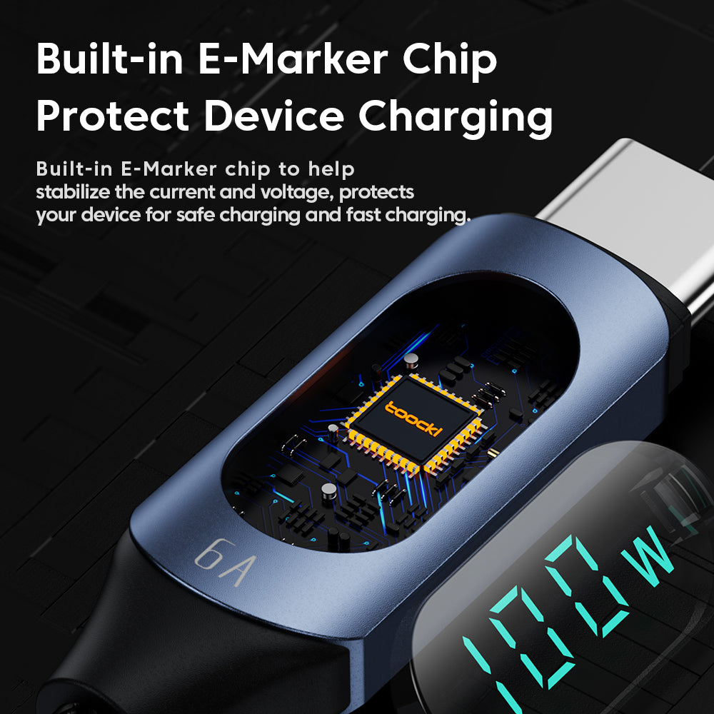 TOOCKI TQ-X03 2m Digital Display Data Cable USB-C to USB-C PD 100W Charging Cord