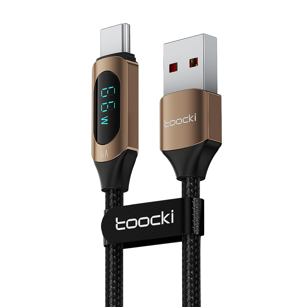 TOOCKI TQ-X03A2 6A Digital Display USB-C Data Cable, 2-Meter Braided Charging Cord