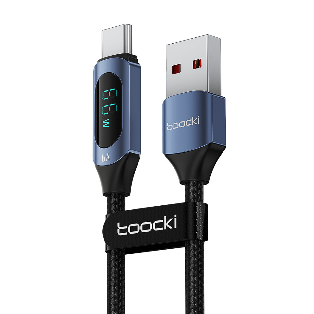 TOOCKI TQ-X03A2 1m 6A USB-C Data Cable, Digital Display Braided Charging Cable