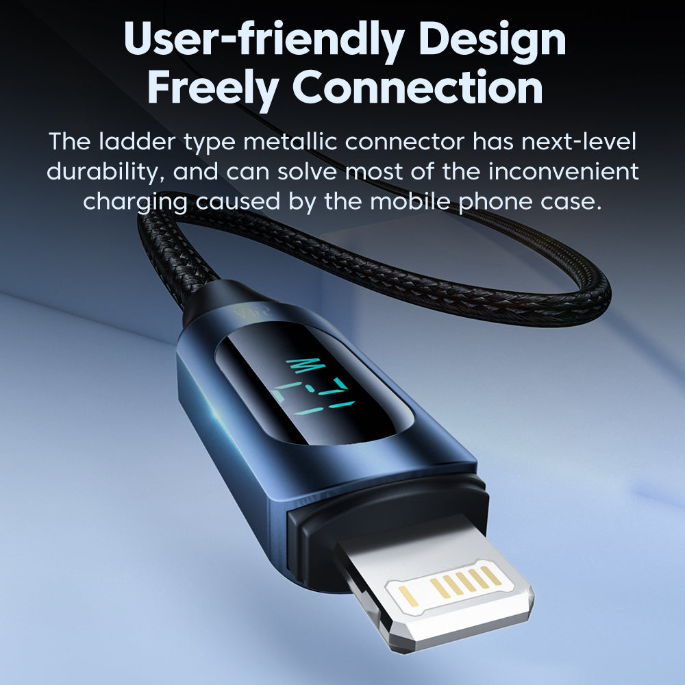 TOOCKI TQ-X03A1 USB-A to Lightning Digital Display Data Cable 2.4A 2-Meter Braided Charging Cord