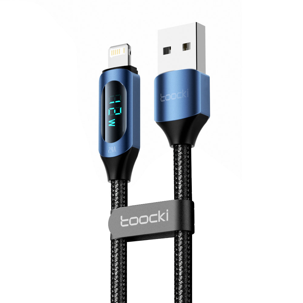 TOOCKI TQ-X03A1 2.4A 1m USB-A to Lightning Charging Cable Digital Display Braided Data Cord