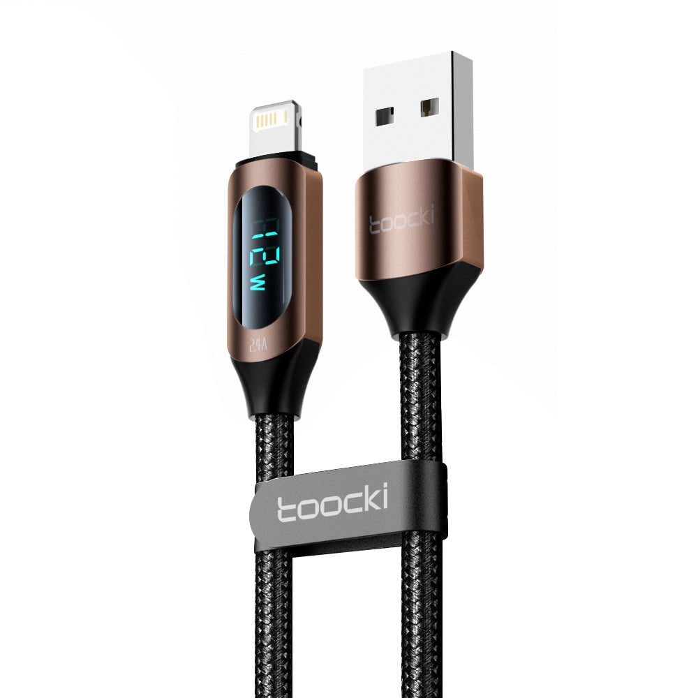 TOOCKI TQ-X03A1 2.4A 1m USB-A to Lightning Charging Cable Digital Display Braided Data Cord
