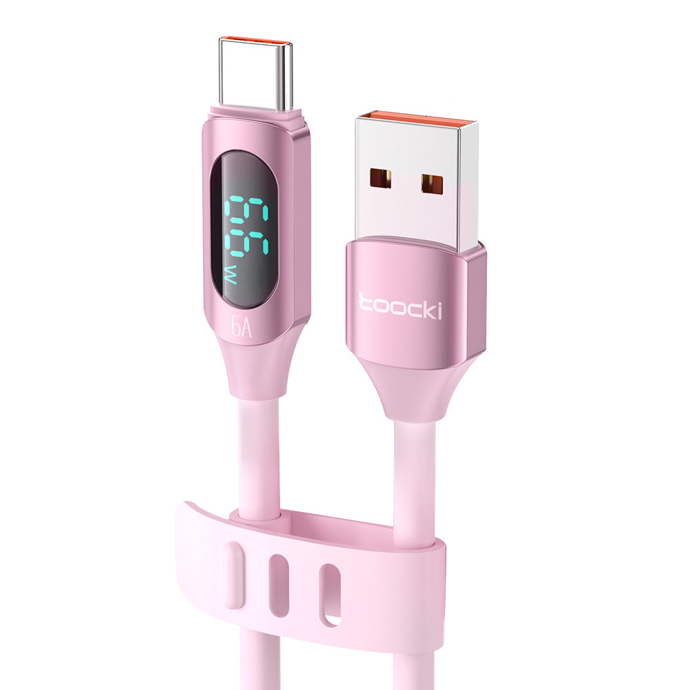 TOOCKI TQ-X55A2 1m USB to Type-C 6A Liquid Silicone Data Cable with Digital Display