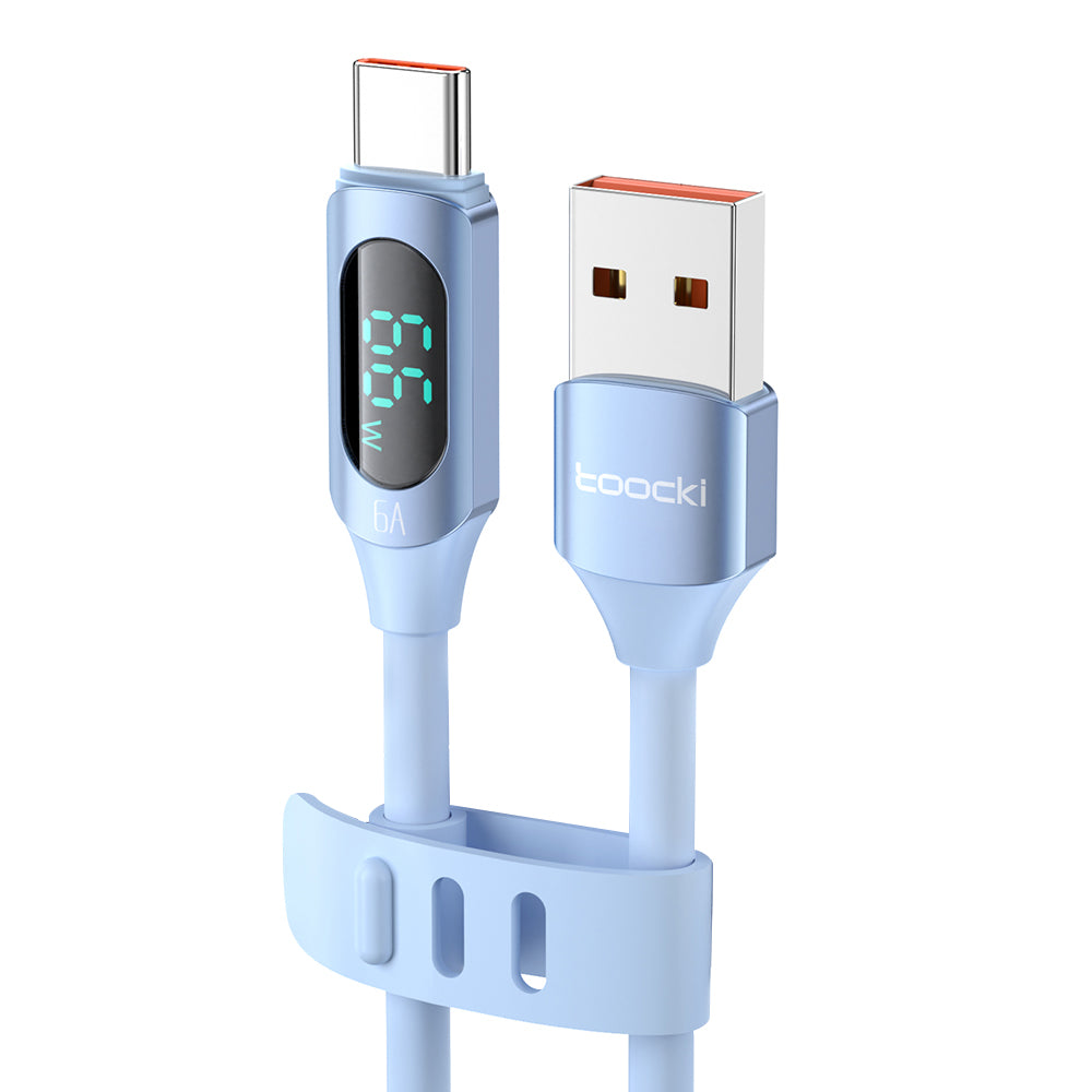 TOOCKI TQ-X55A2 1m USB to Type-C 6A Liquid Silicone Data Cable with Digital Display