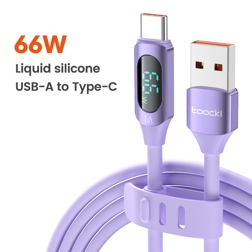 TOOCKI TQ-X55A2 2m Digital Display USB to Type-C 6A Liquid Silicone 480Mbps Data Cable