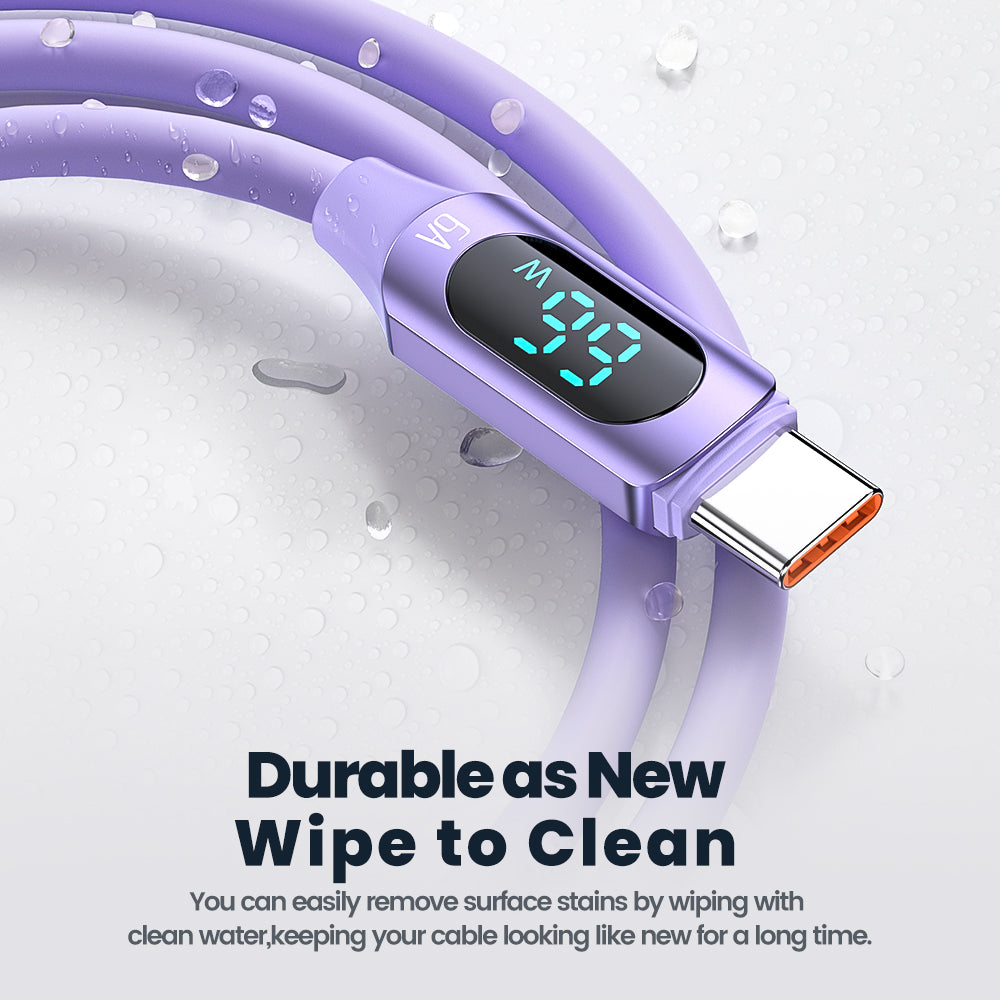 TOOCKI TQ-X55A2 2m Digital Display USB to Type-C 6A Liquid Silicone 480Mbps Data Cable