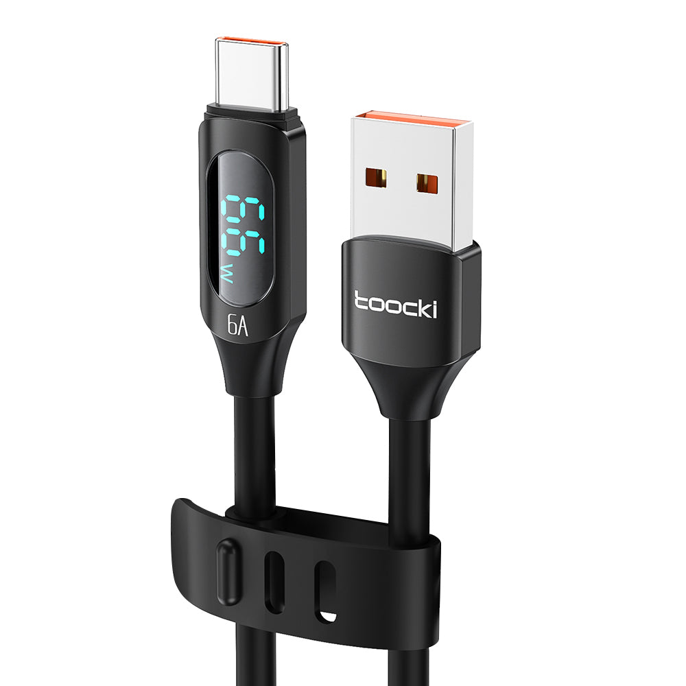 TOOCKI TQ-X55A2 2m Digital Display USB to Type-C 6A Liquid Silicone 480Mbps Data Cable